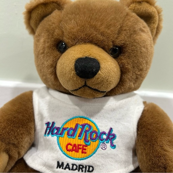 Vintage 1999 Hard Rock Cafe Madrid Teddy Bear Herrington Stuffed Plush Brown - Picture 6 of 8